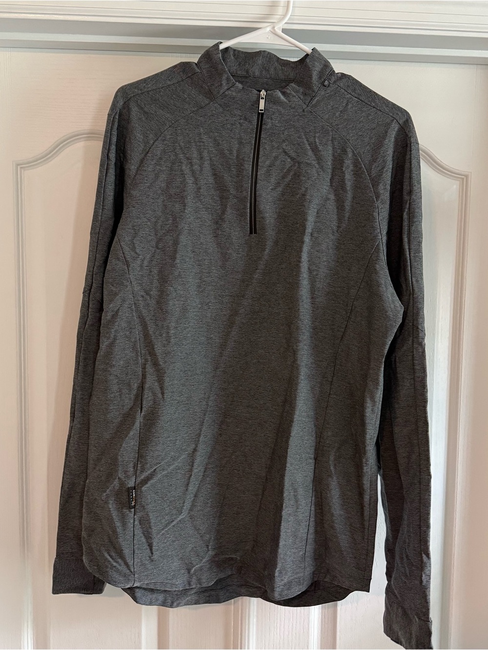 Zara Men's Dark Gray Quarter-Zip Long Sleeve Shirt